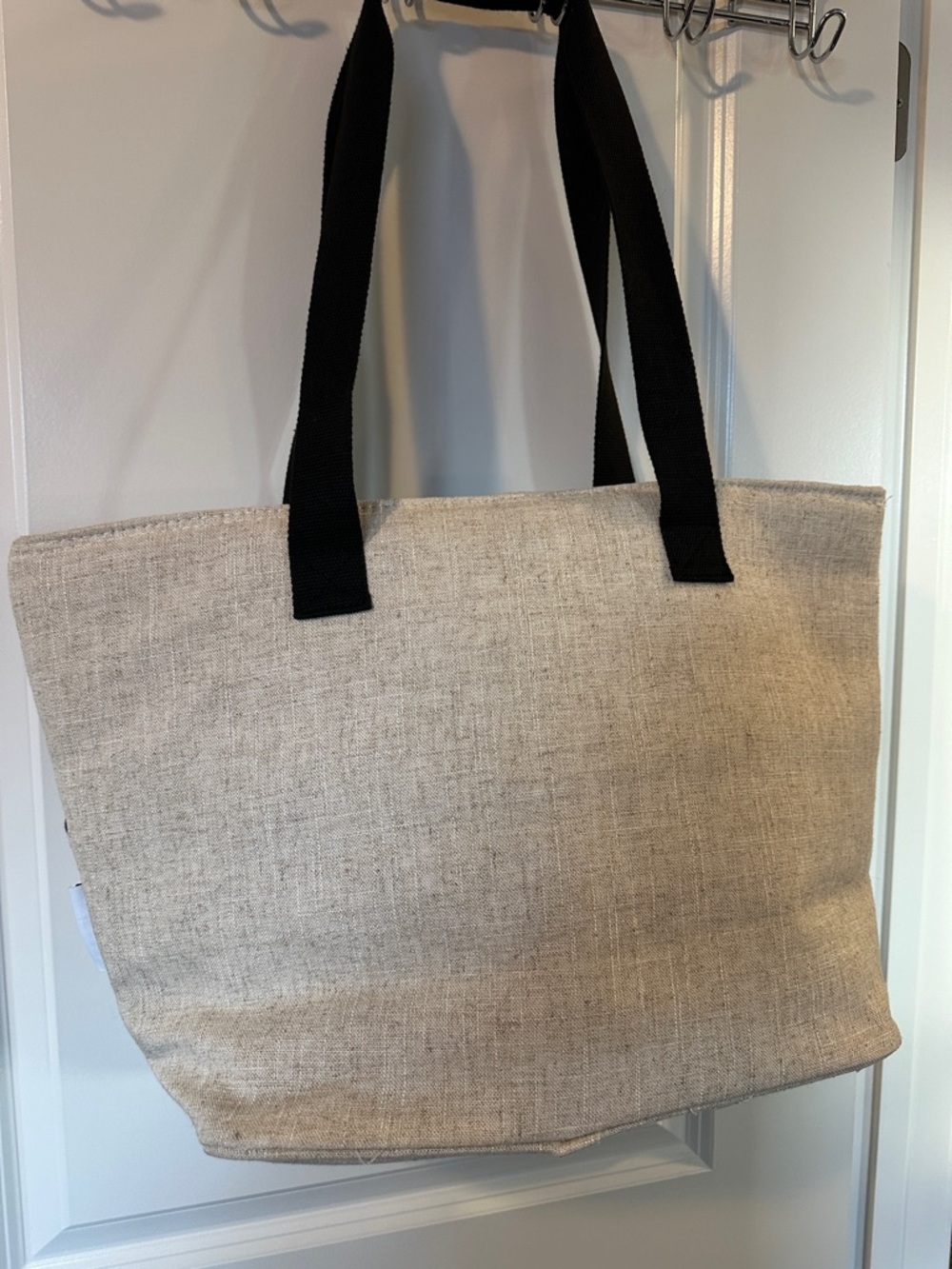 Rae Dunn Beige Canvas Tote with Black Trim - Picture 2 of 4